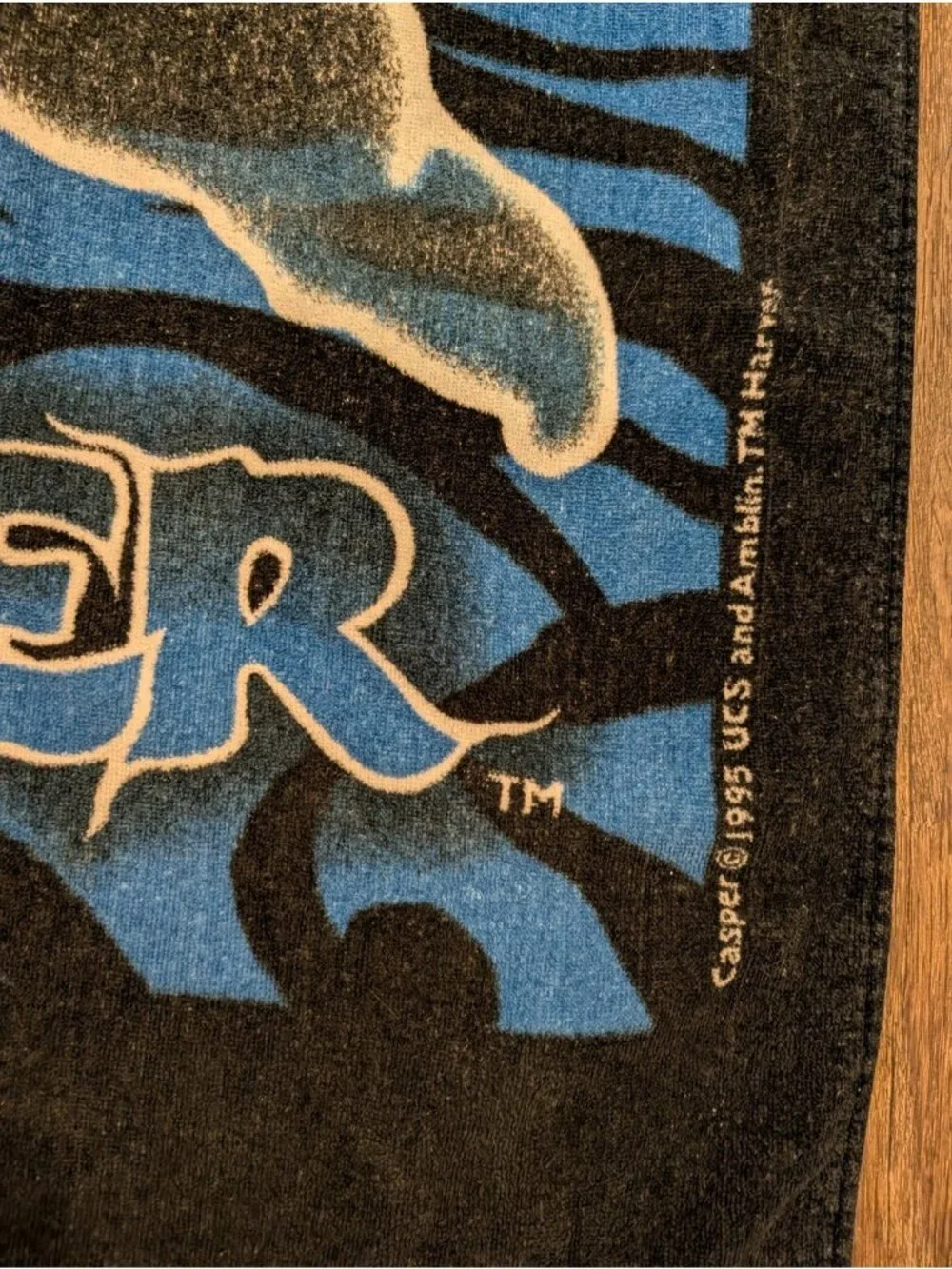 Vintage Casper The Friendly Ghost 1995 Beach Towel Jay Franco Rare Disney Black